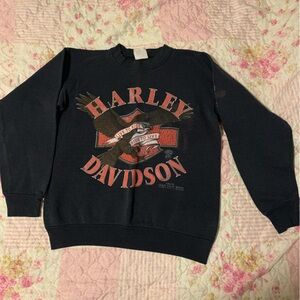 Vintage 90s Harley-Davidson Black and Red Sweatshirt with Eagle Design